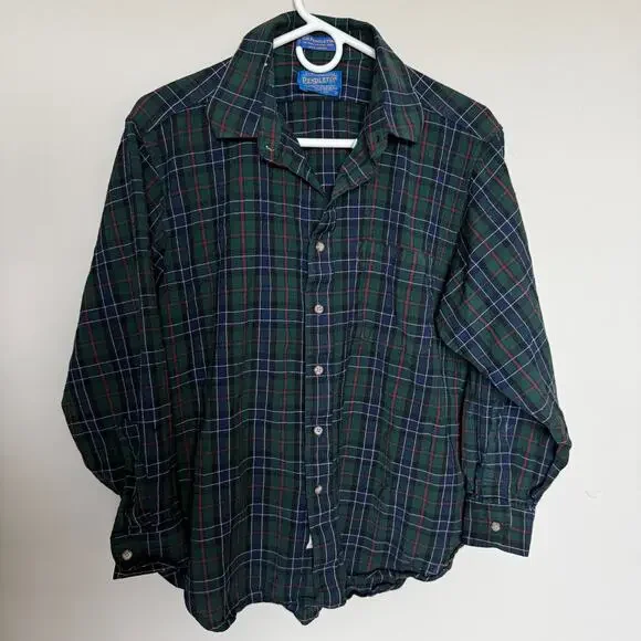 VTG Pendleton Mens Tartan Shirt Large Pure Virgin Wool Button Front Cabincore - Picture 2 of 8